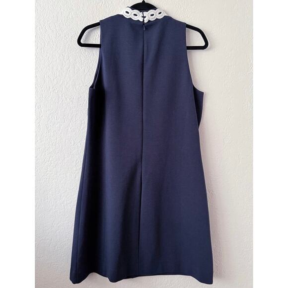 Lilly Pulitzer Womens Callista High Collar Shift Dress Navy Blue White Lace Trim - Picture 4 of 10